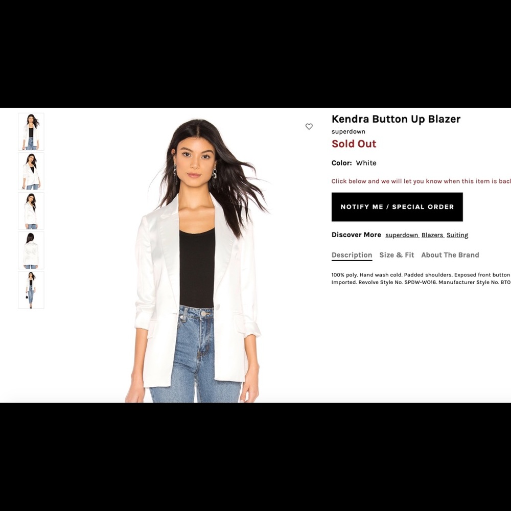 Kendra button up white blazer size xs
